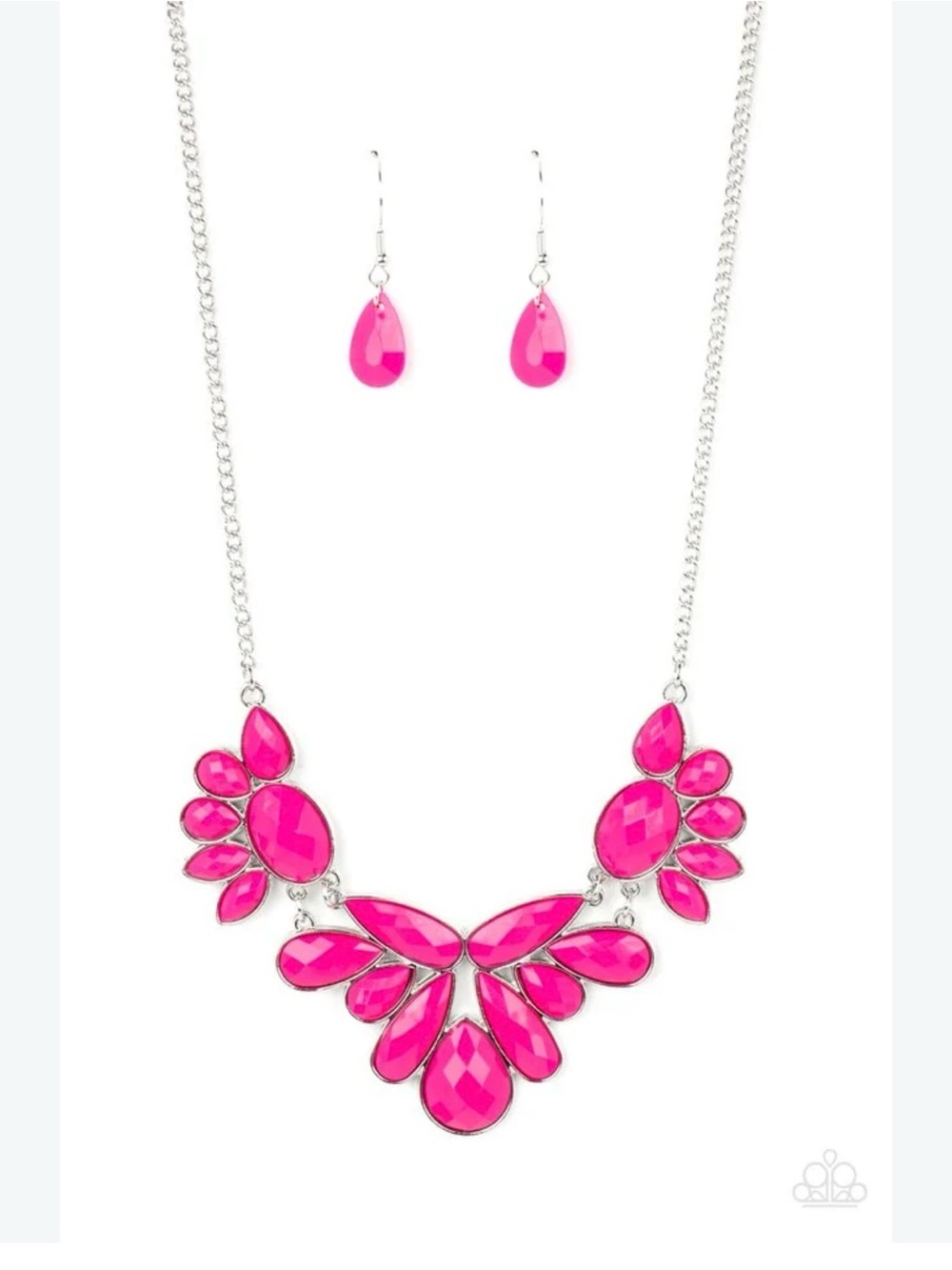 Paparazzi Fuchsia Teardrop Statement Necklace and Earrings passing fancy pink